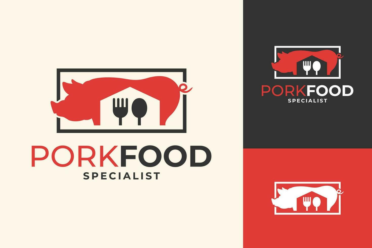 porc nourriture délicieux restaurant logo conception vecteur