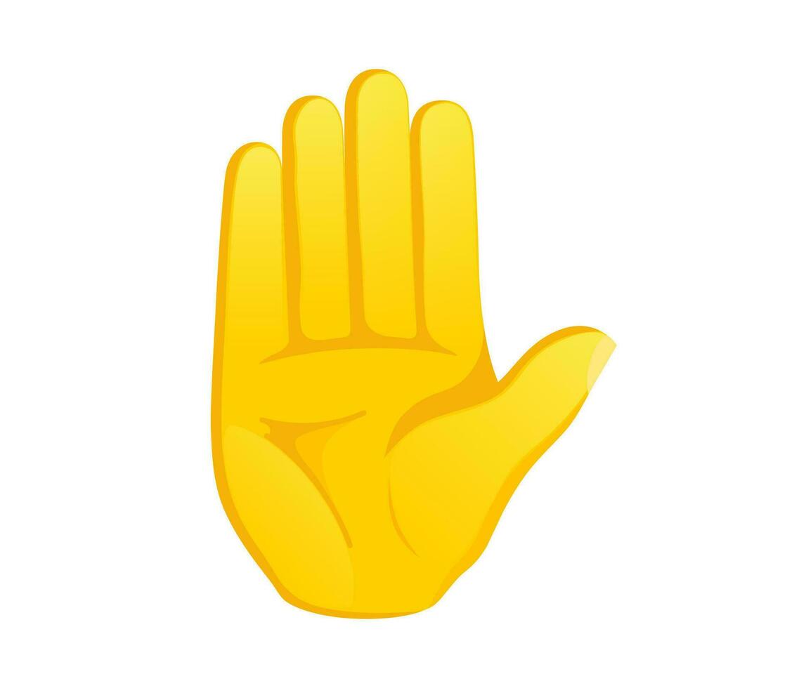 élevé main icône. Jaune geste emoji vecteur illustration.