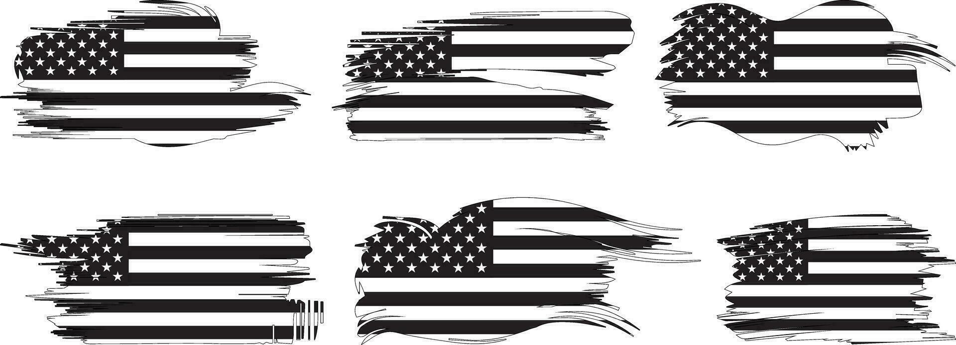 américain drapeau silhouette, grunge Etats-Unis drapeau ensemble vecteur, grunge, drapeau, silhouette, indépendance, juillet, 4e de juillet, 4e juillet, drapeau silhouette vecteur