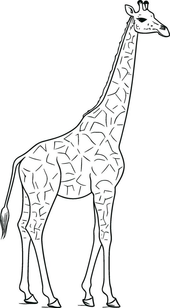 girafe coloration livre pour adultes vecteur illustration. anti stress coloration pour adulte. zentangle style. noir et blanc lignes. dentelle modèle. ai généré illustration.