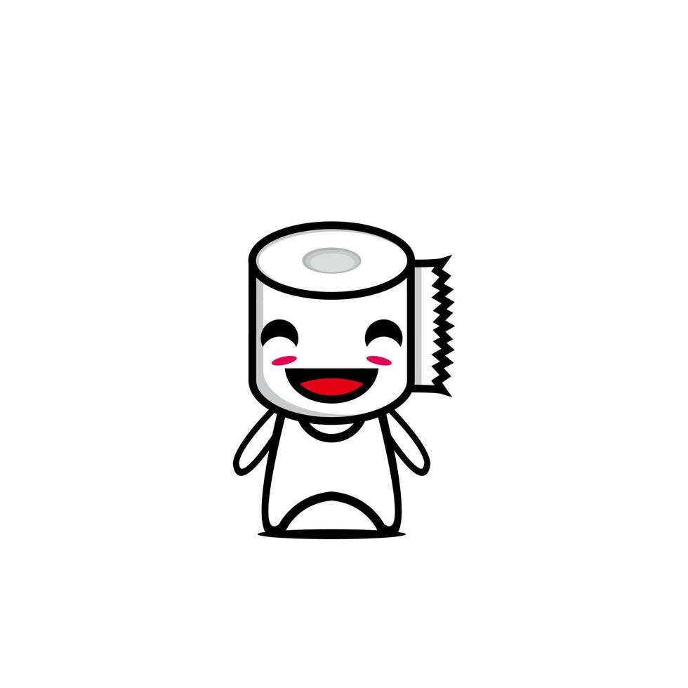 rouleau de papier toilette mignon souriant drôle. vecteur, plat, dessin animé, caractère, illustration, isolé, blanc, fond vecteur