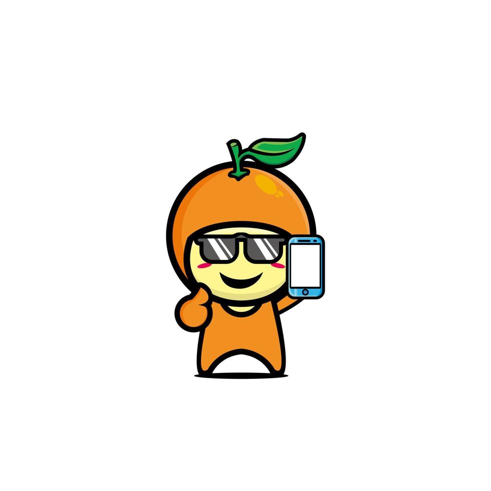 personnage de dessin animé orange mignon. conception d'illustration de personnage de dessin animé de style plat simple. isolé sur fond blanc vecteur