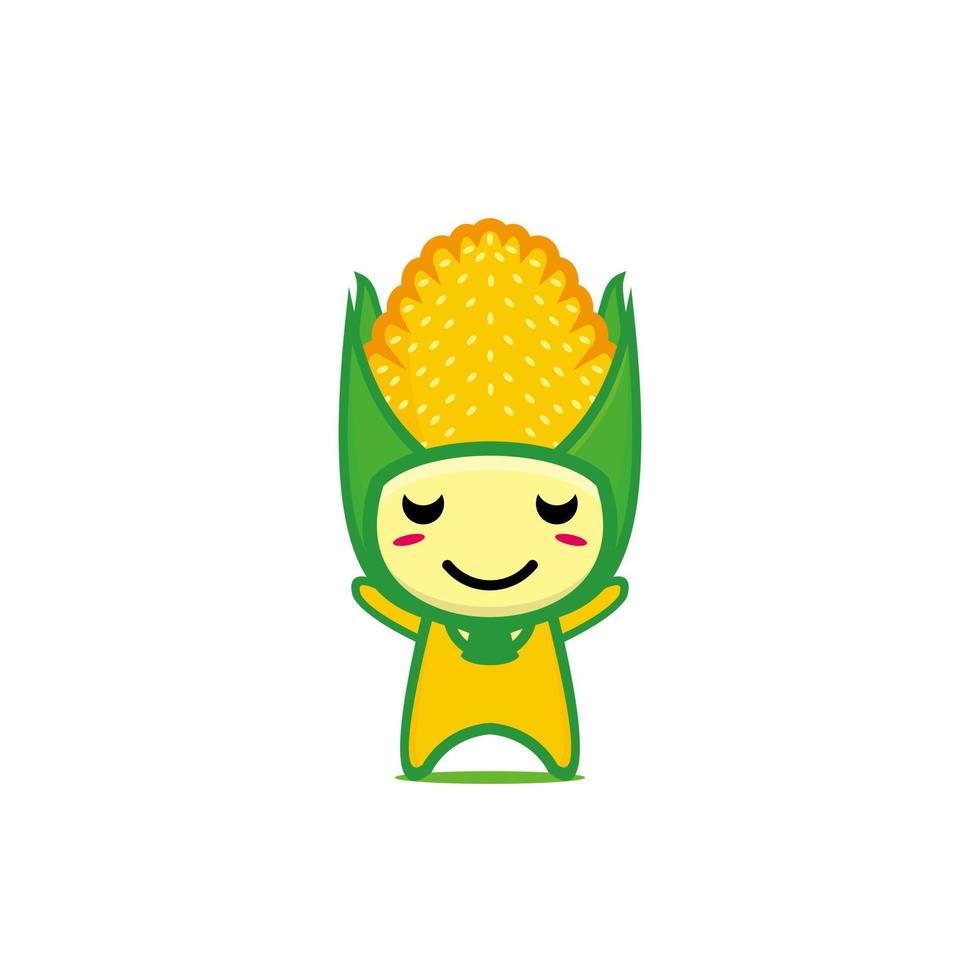 personnage de légume de maïs drôle mignon. conception d'illustration de personnage de dessin animé de vecteur kawaii. isolé sur fond blanc.