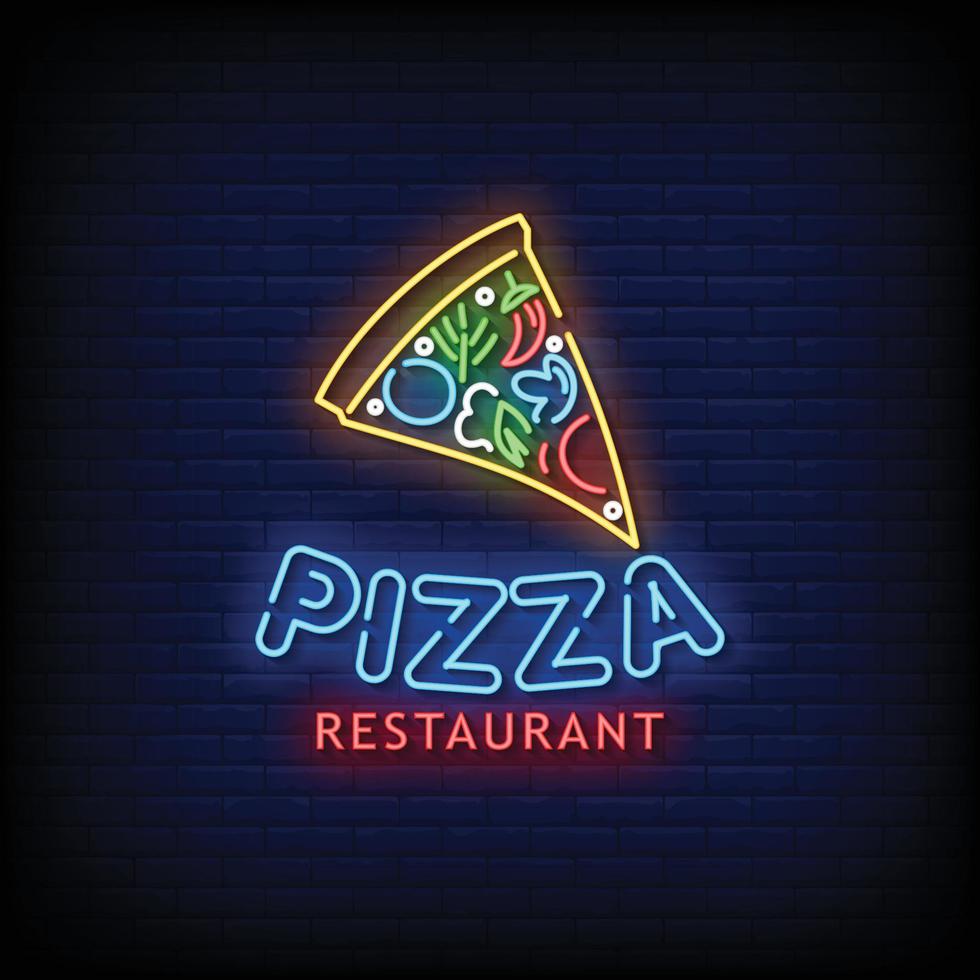 vecteur de texte de style enseignes au néon restaurant pizza