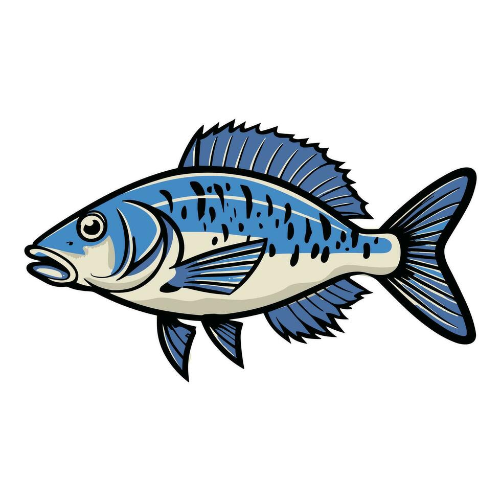 main tiré thon dessin animé illustration vecteur basse poisson