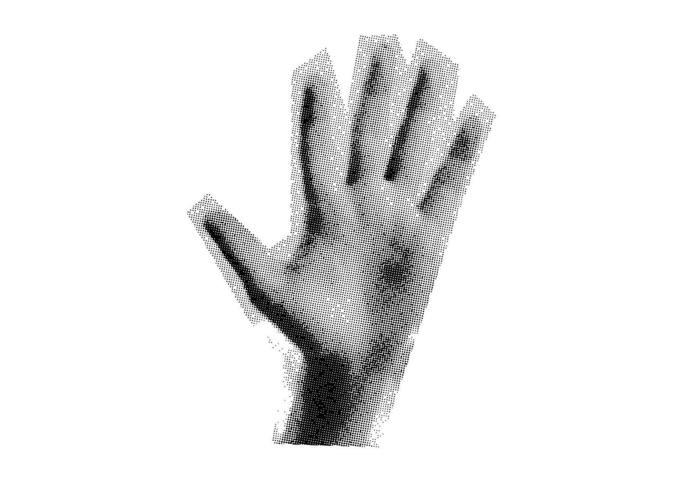 main, poing, palmier, points punk y2k noir et blanc collage éléments vecteur