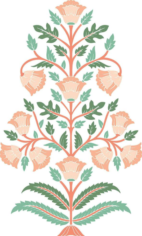 Mughal plante illustration botanique floral ethnique motif. vecteur