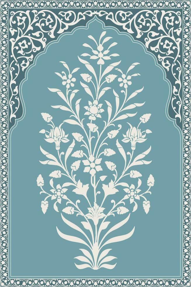 traditionnel Indien Mughal fleur motif. Mughal mur peintures, Mughal silhouette motif. vecteur