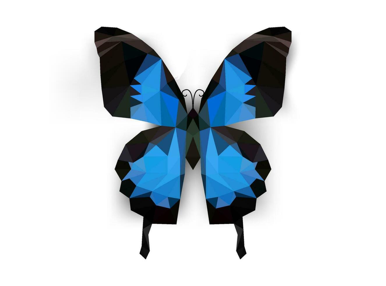 bleu et noir Couleur polygonal papillon conception vecteur