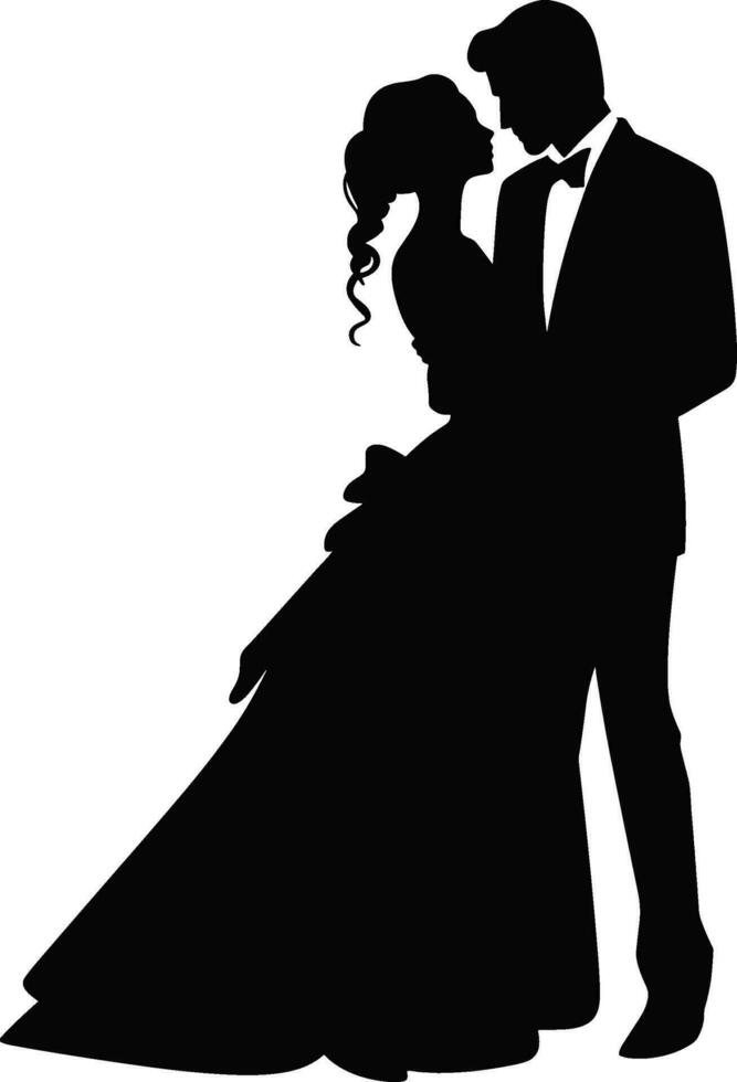 ai généré romantique couple silhouette. silhouette de couple à mariage. ai généré illustration. vecteur