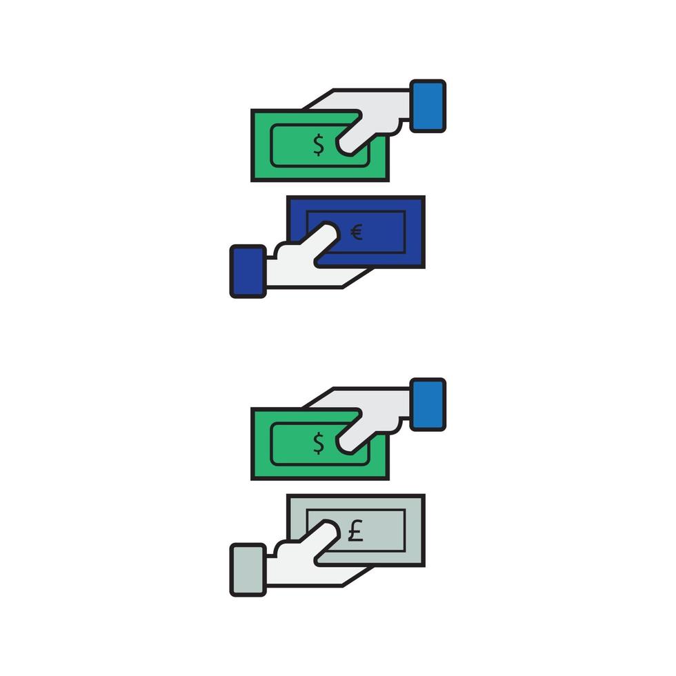 Illustration vectorielle de l'échange de papier d'argent contre la devise la plus populaire au monde vecteur