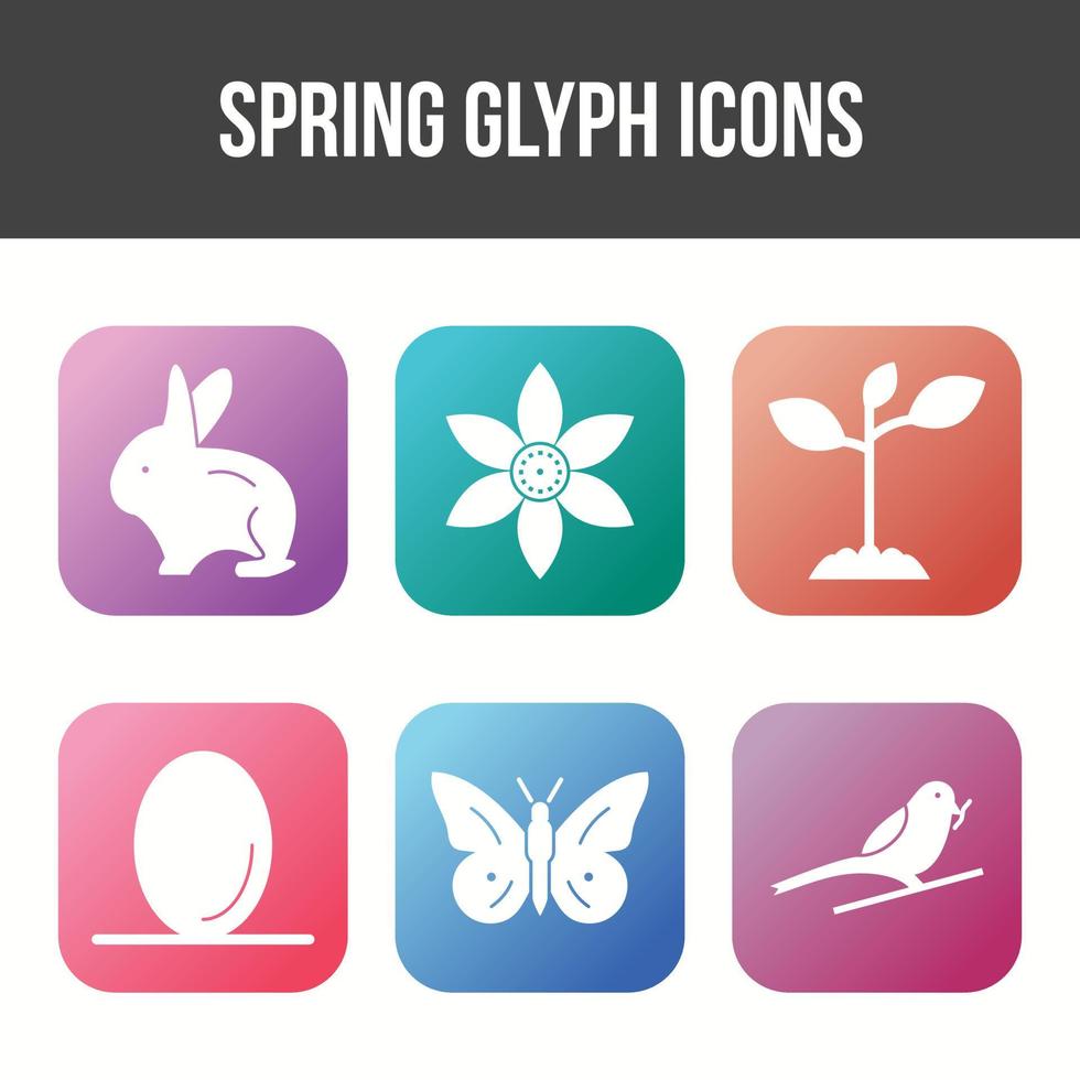 jeu d'icônes vectorielles glyphe de printemps vecteur