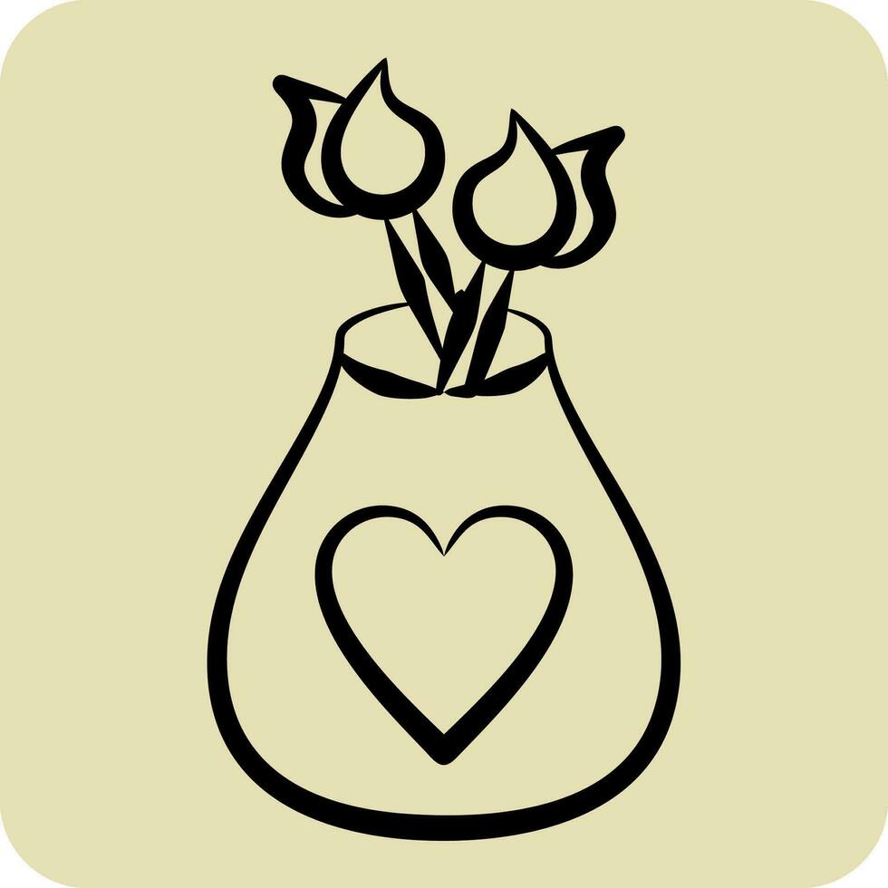icône vase. en relation à Accueil décoration symbole. main tiré style. Facile conception modifiable. Facile illustration vecteur