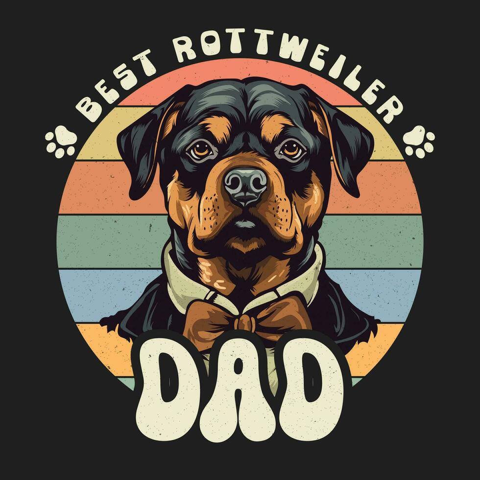 rottweiler papa rottie visage rottweiler chien propriétaire rétro T-shirt vecteur