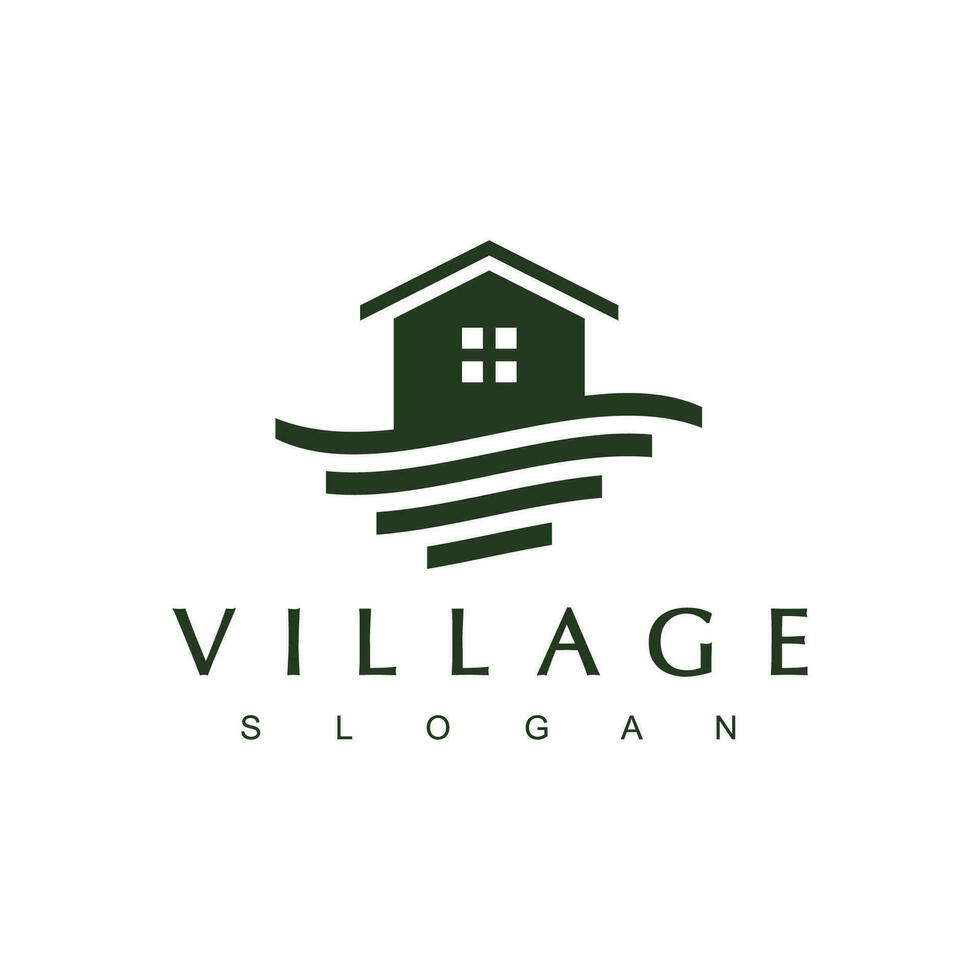 village logo, maison et plage conception modèle pour village, Hôtel et Voyage entreprise vecteur