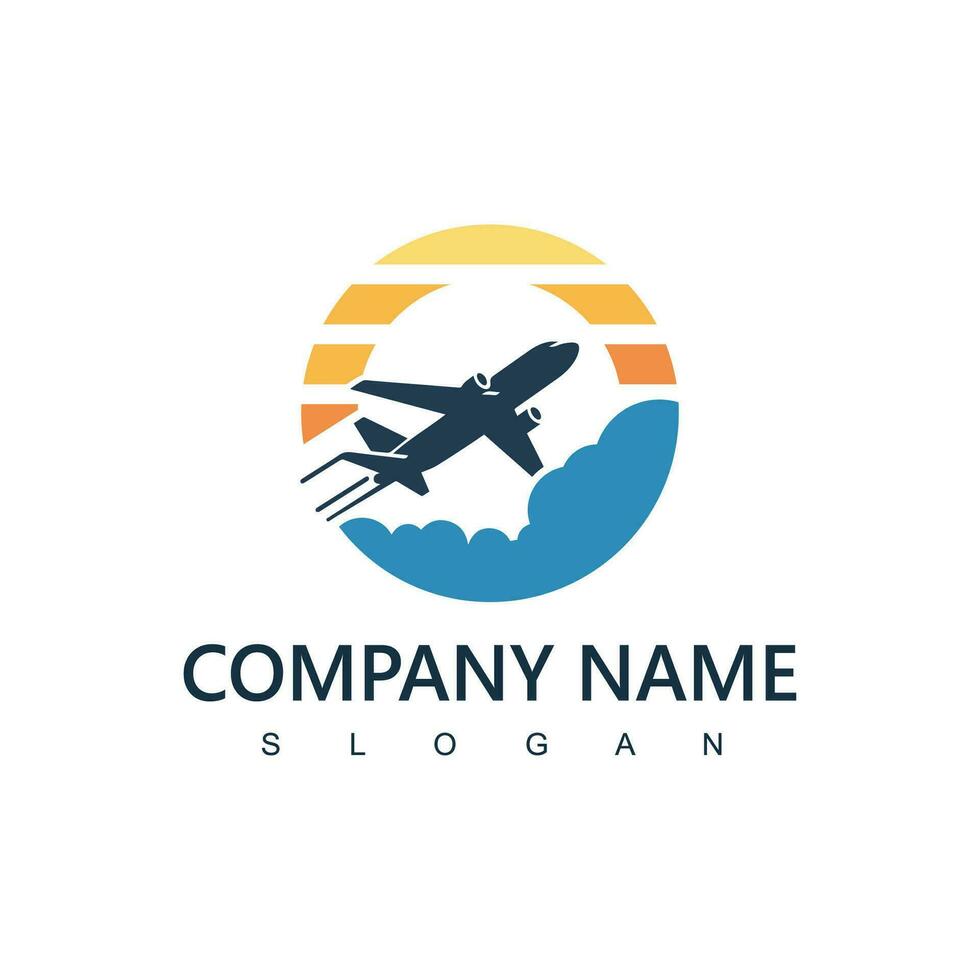 Voyage agence logo. transport, la logistique livraison logo conception. avion illustration. vecteur