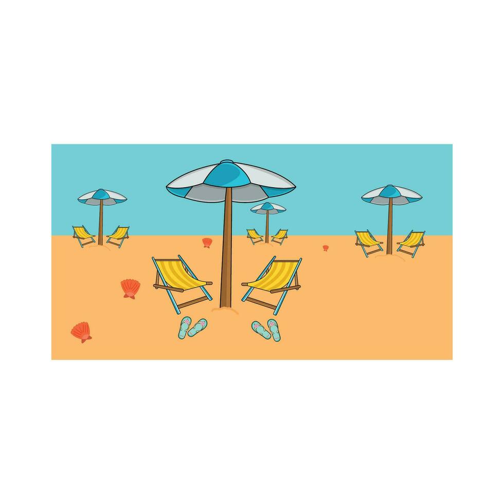 parapluie avec chaise dans plage illustration vecteur