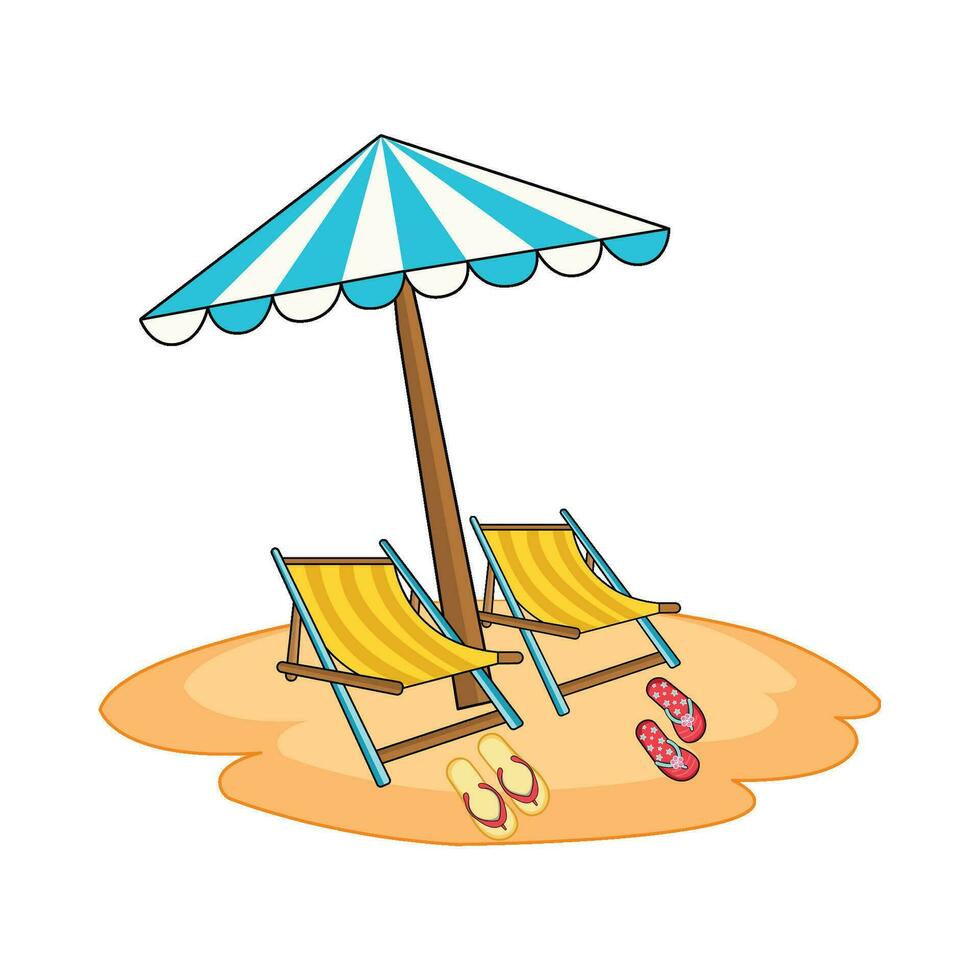parapluie avec chaise dans plage illustration vecteur