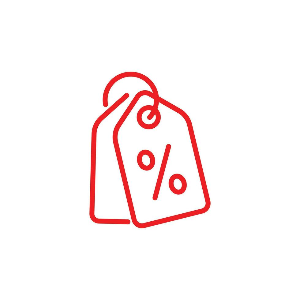 rouge achats Mots clés ligne art icône isolé sur blanc Contexte. spécial offre signe. remise coupons symbole. vecteur. vecteur