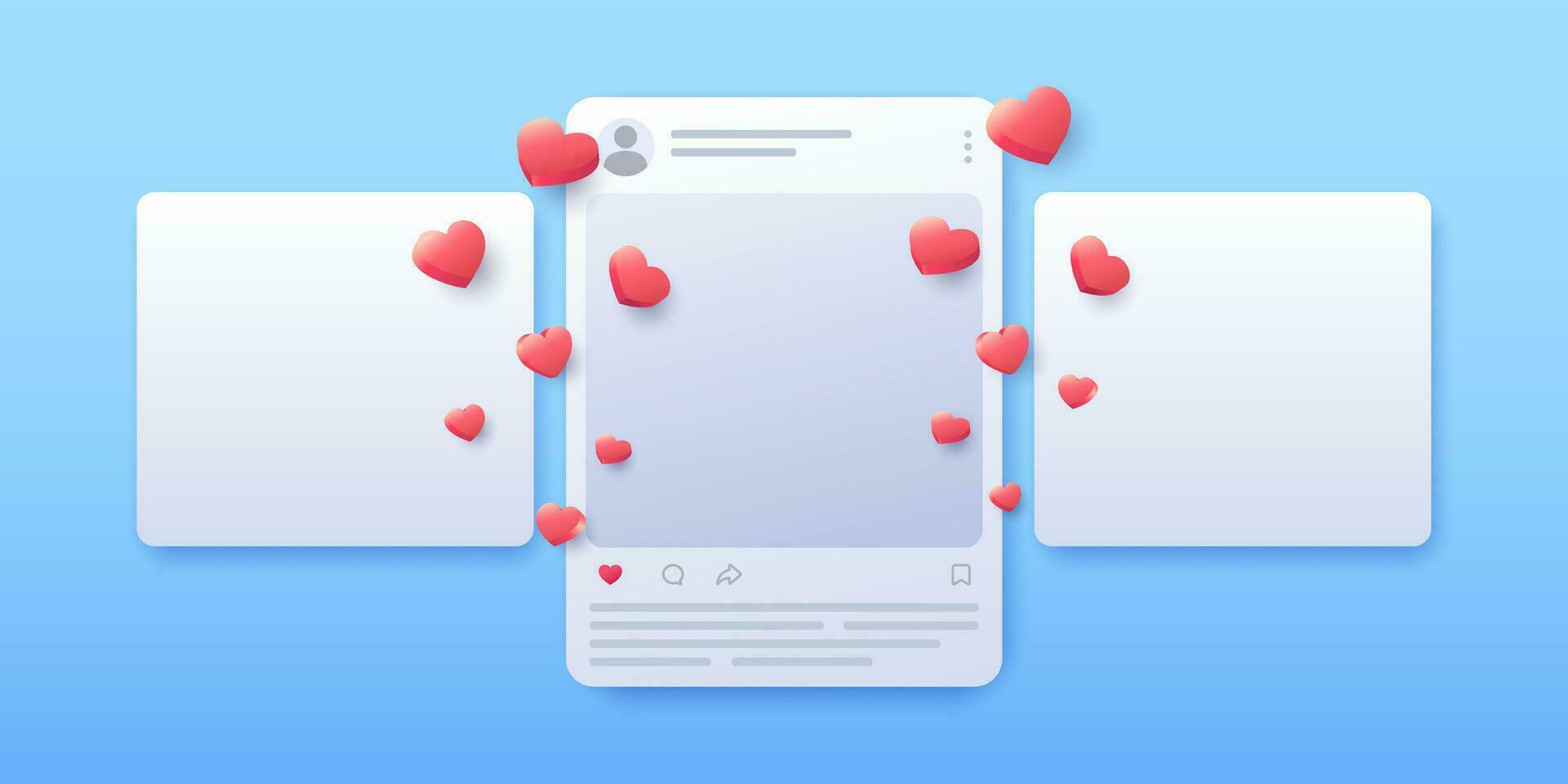 social médias app interface Publier et l'amour réaction vecteur