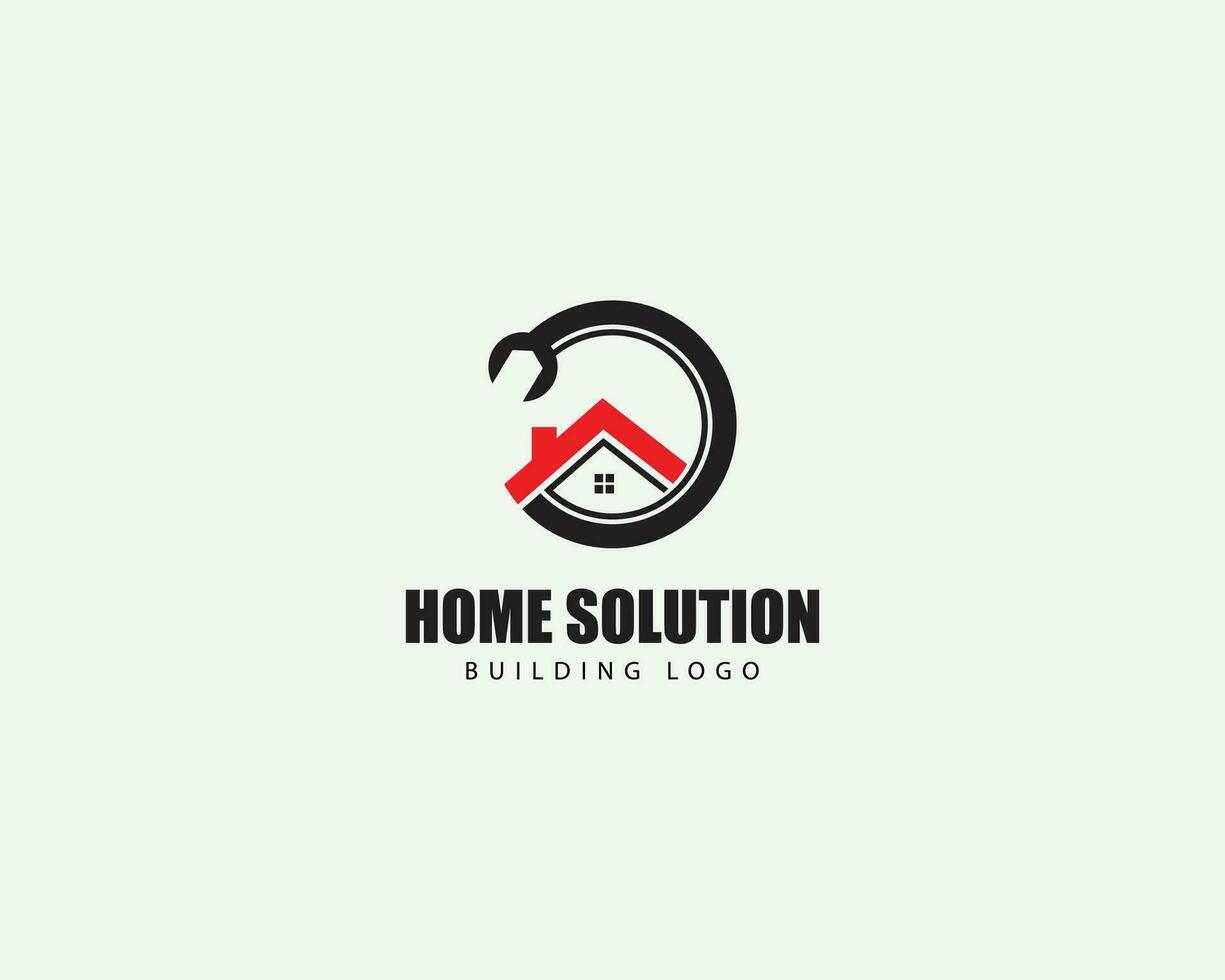 Accueil Solution logo Créatif bâtiment un service conception concept vecteur