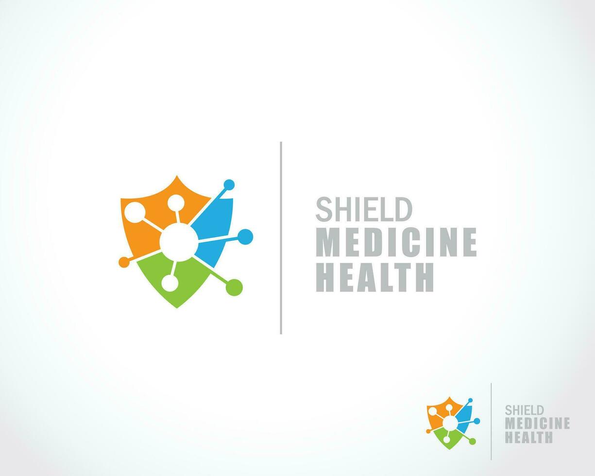 bouclier médicament logo Créatif virus molécule santé conception concept vecteur