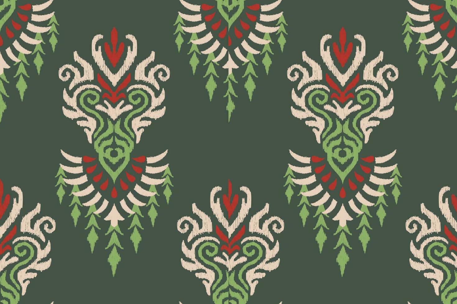 ikat floral paisley broderie sur vert background.ikat ethnique Oriental sans couture modèle traditionnel.aztèque style abstrait vecteur illustration.design pour texture,tissu,habillement,emballage,décoration
