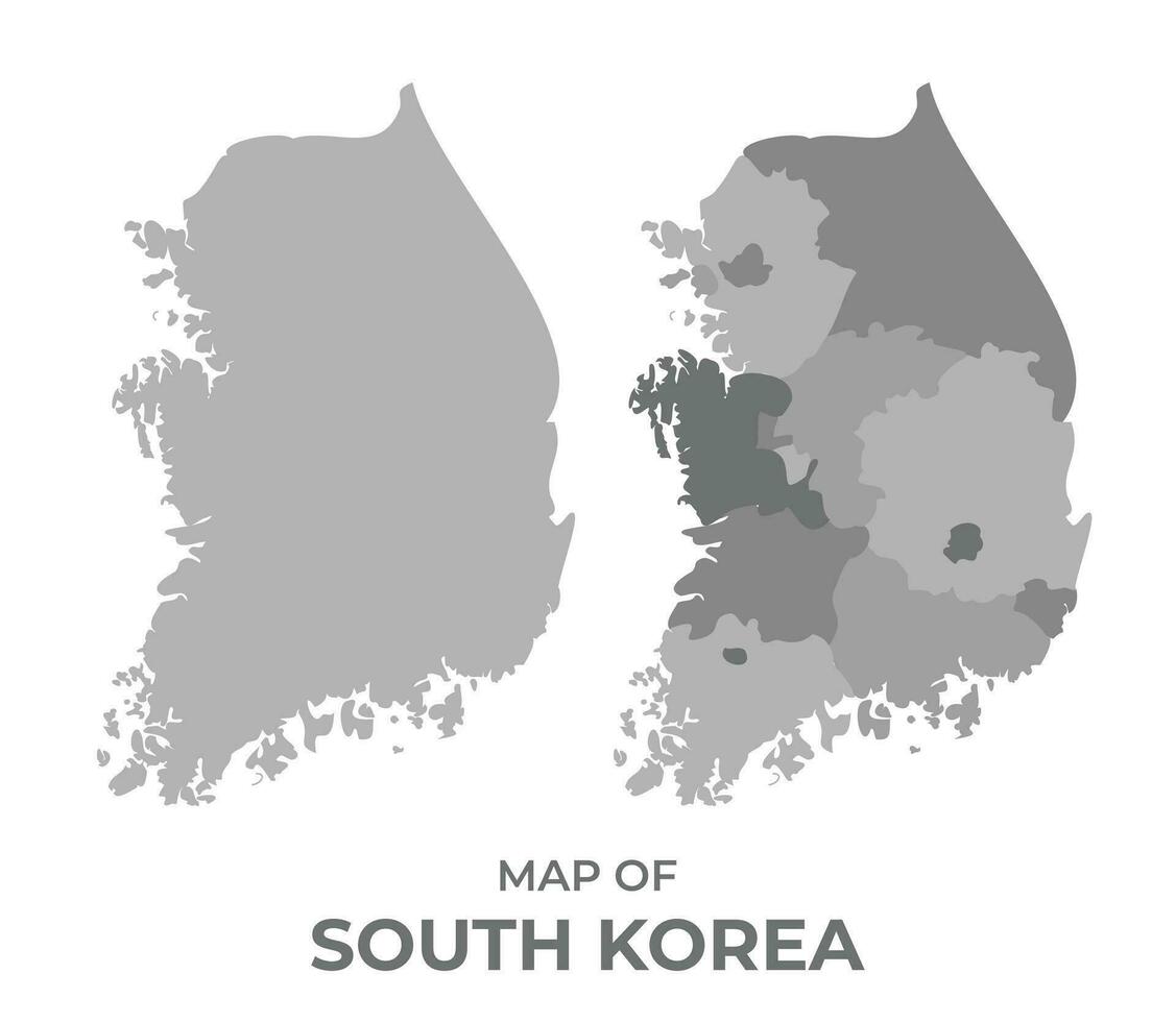 niveaux de gris vecteur carte de Sud Corée avec Régions et Facile plat illustration