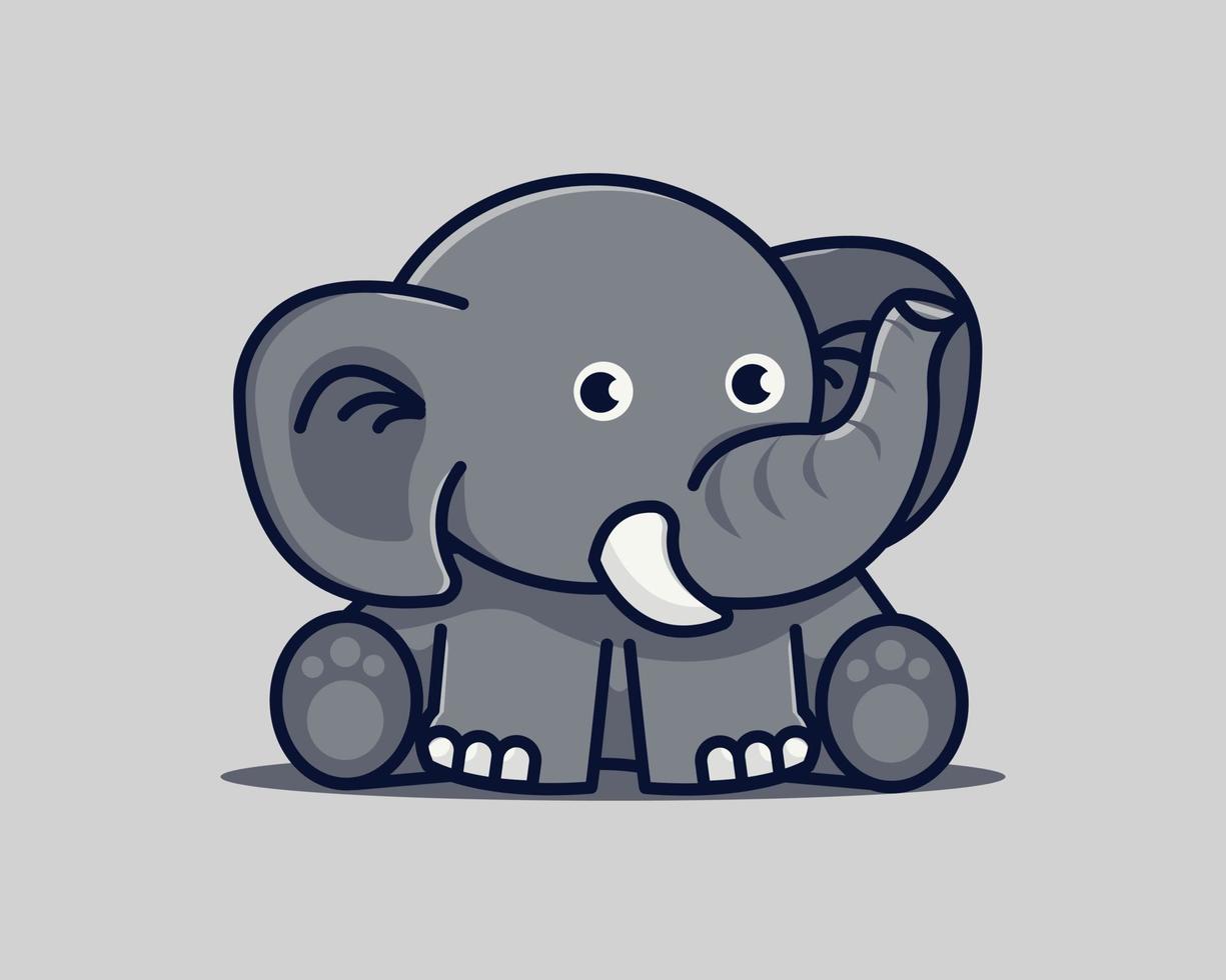 éléphant assis illustration d'icônes vectorielles dessin animé mignon. concept de vecteur d'icônes de la nature animale, style cartoon plat