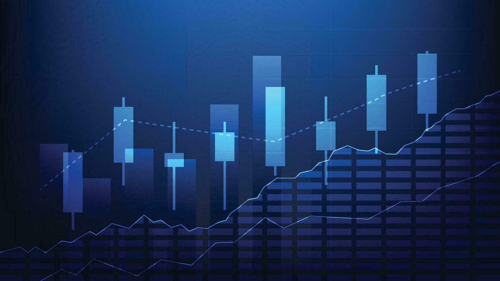 la finance Contexte avec Stock marché statistique tendance avec chandeliers et bar graphique vecteur