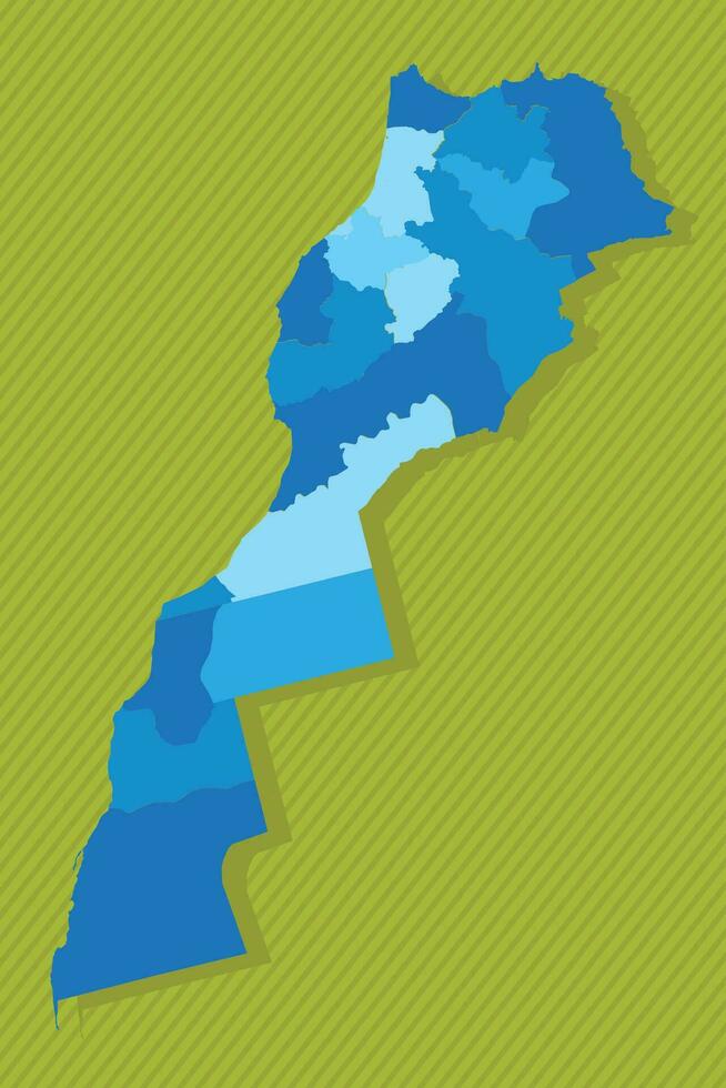 Maroc carte avec Régions bleu politique carte vert Contexte vecteur illustration