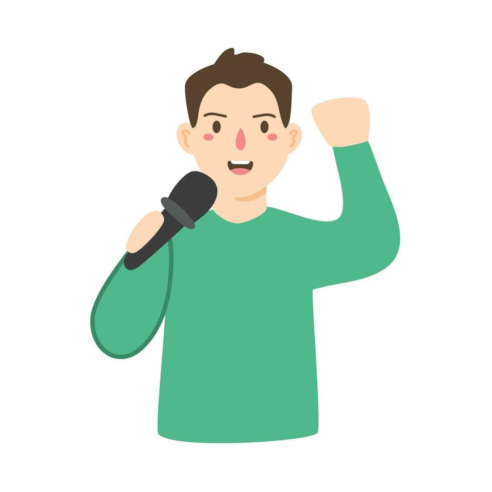 en chantant homme avec microphone illustration vecteur