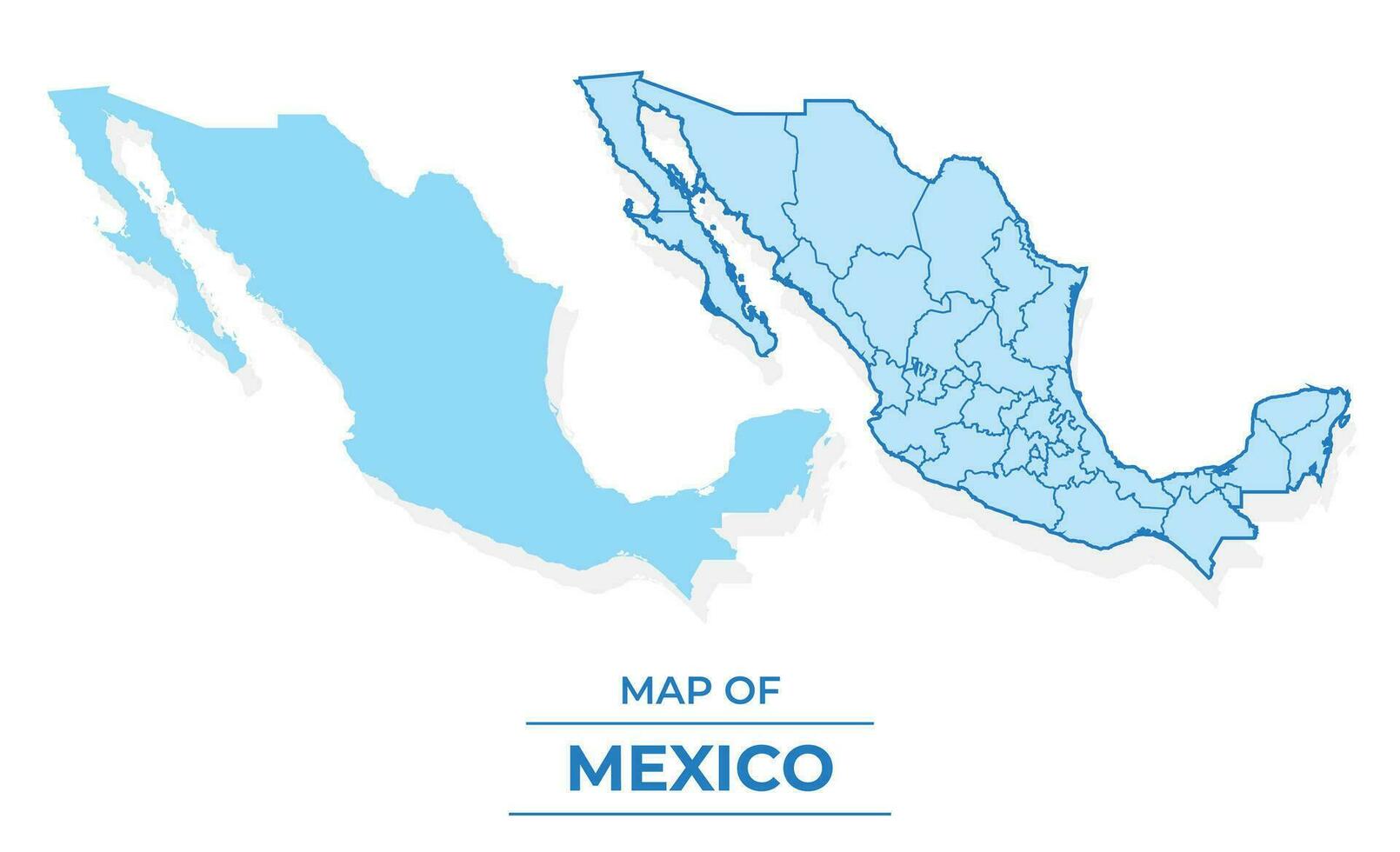 vecteur Mexique carte ensemble Facile plat et contour style illustration