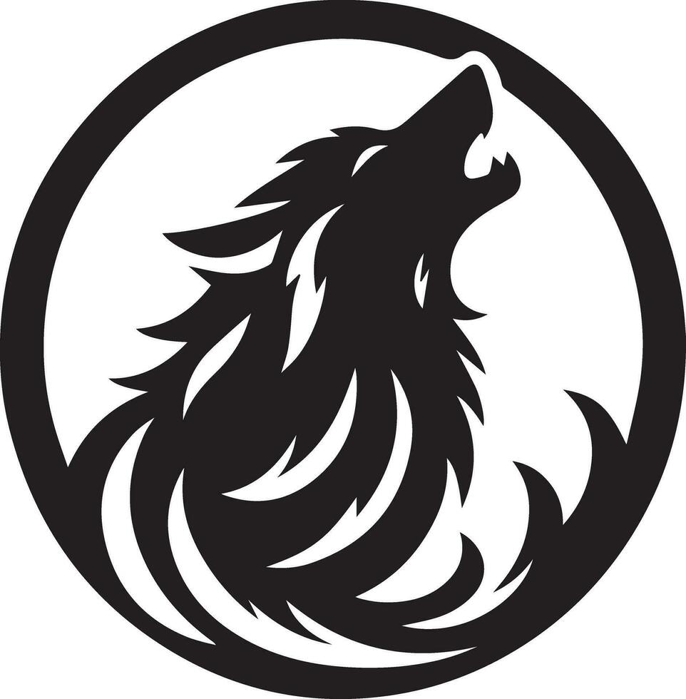 Loup hurlement emblème logo vecteur silhouette, noir Couleur silhouette, blanc Contexte