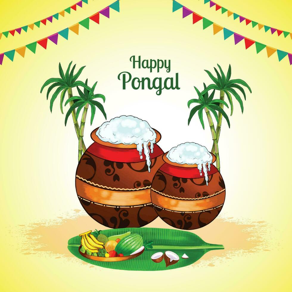 joyeux pongal vacances fête des récoltes fond de carte de célébration vecteur