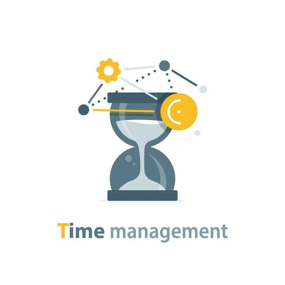 concept de design plat pour la gestion du temps, le ciblage, la planification du travail et le calendrier vecteur