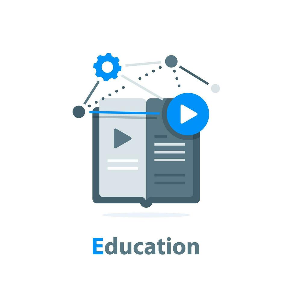 éducation en ligne, apprentissage à distance, concept de rédaction, préparation aux examens, narration, soumission de contenu, écriture créative vecteur