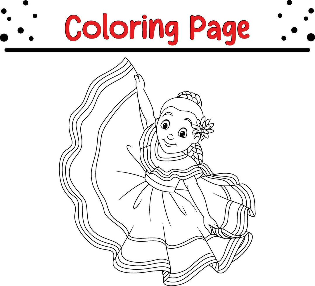 coloration page fille dansant vecteur