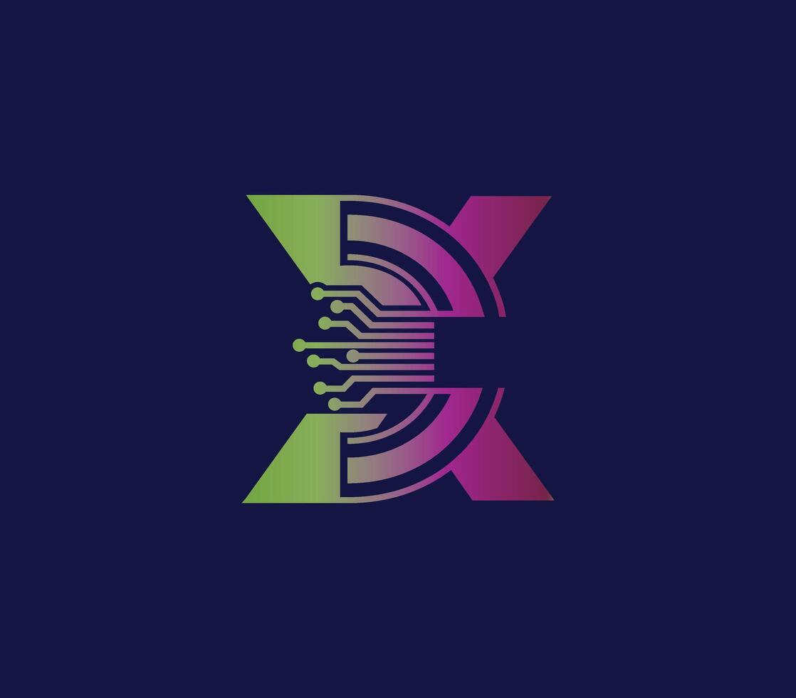 X lettre La technologie logo conception. avec la communication service. moderne conception vecteur