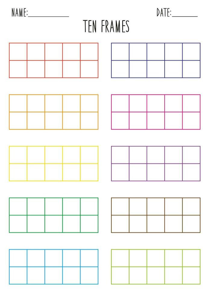 modèle de Vide Dix cadres pour fabrication des gamins des feuilles de calcul. vecteur