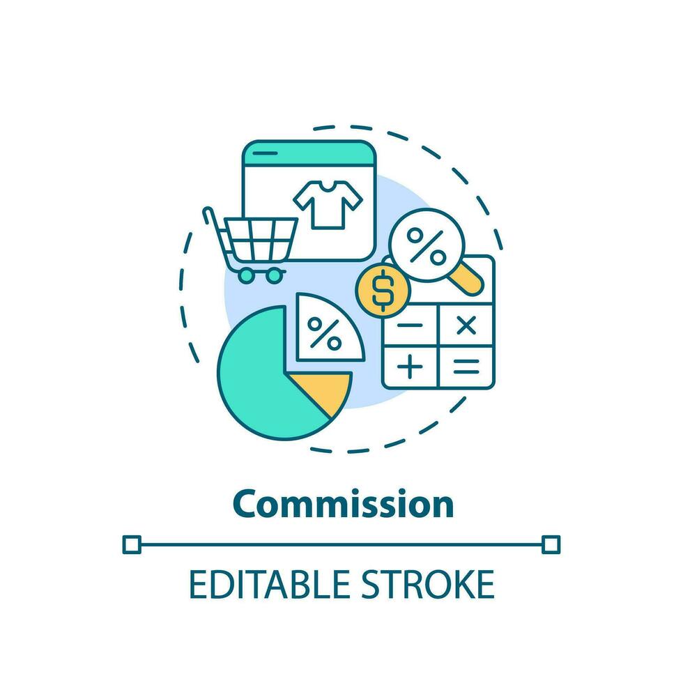 2d modifiable multicolore icône commission concept, Facile isolé vecteur, c2c mince ligne illustration. vecteur