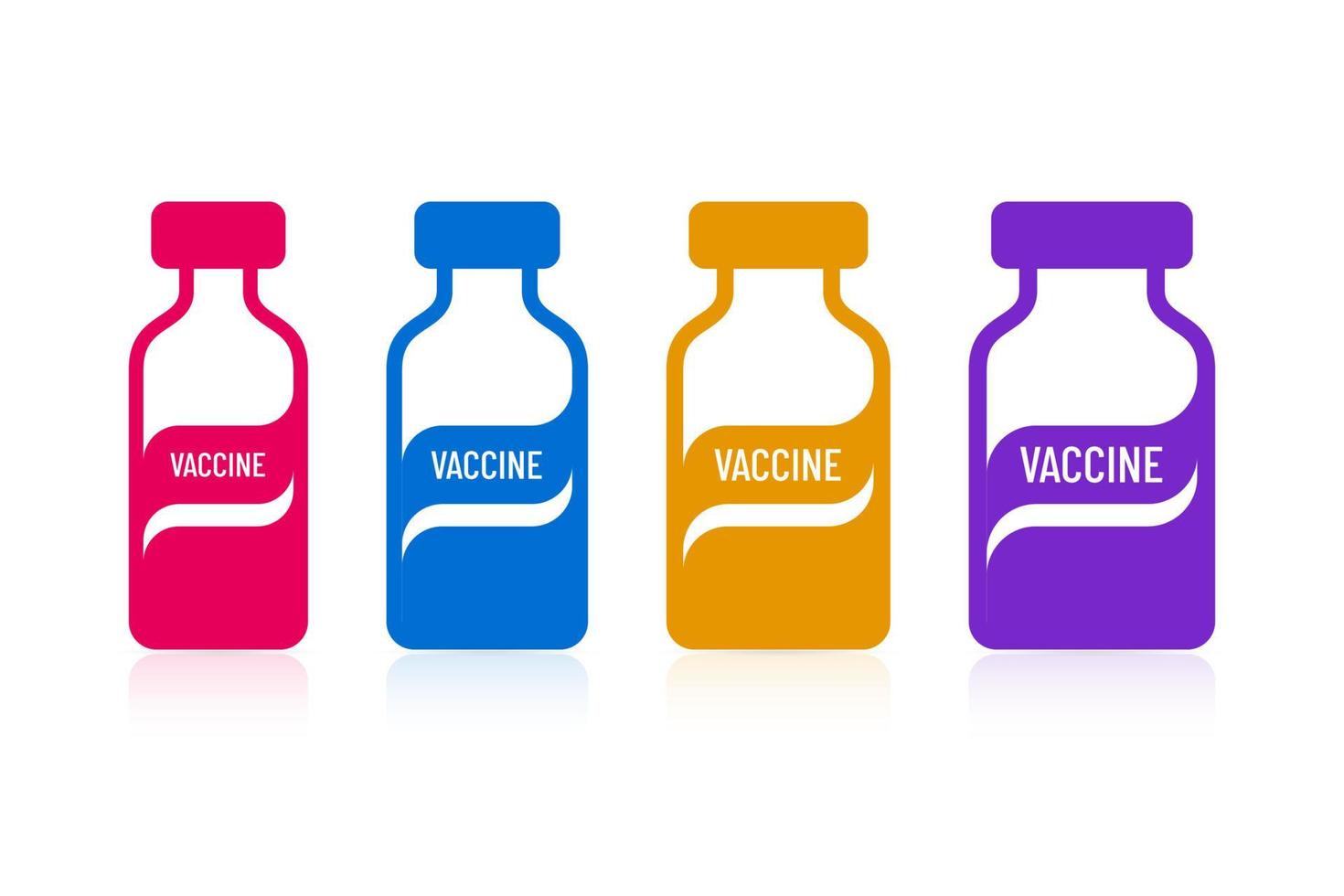jeu d'icônes plat de bouteilles de vaccin vecteur