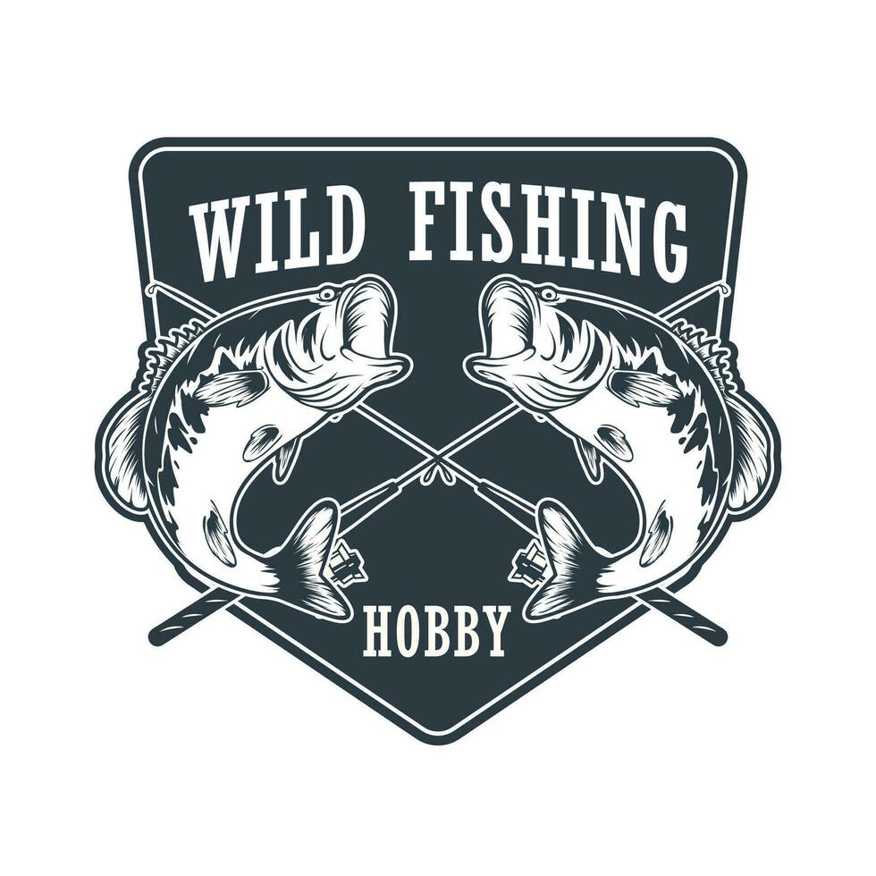 sauvage basse pêche loisir logo modèle vecteur