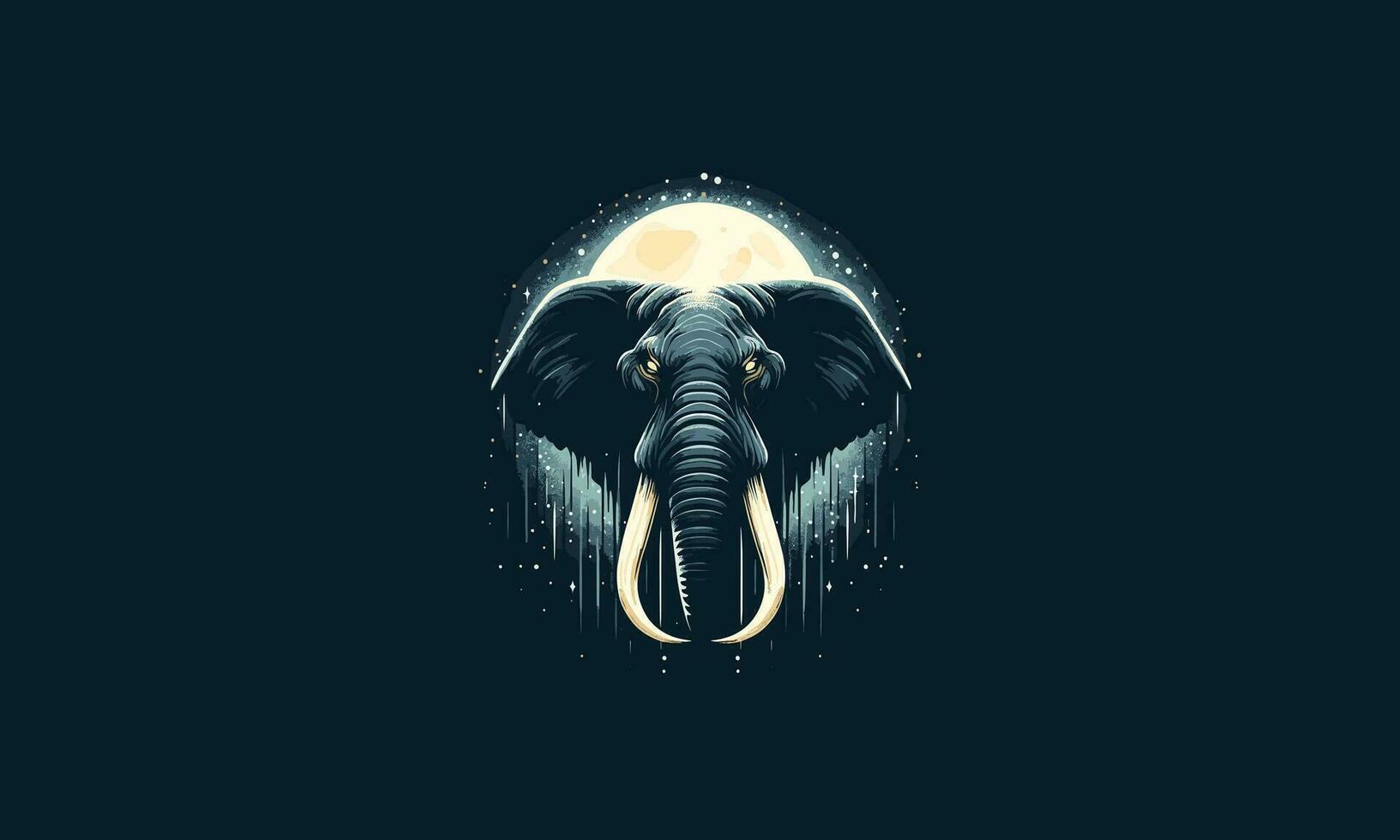 tête l'éléphant avec lune vecteur illustration mascotte conception