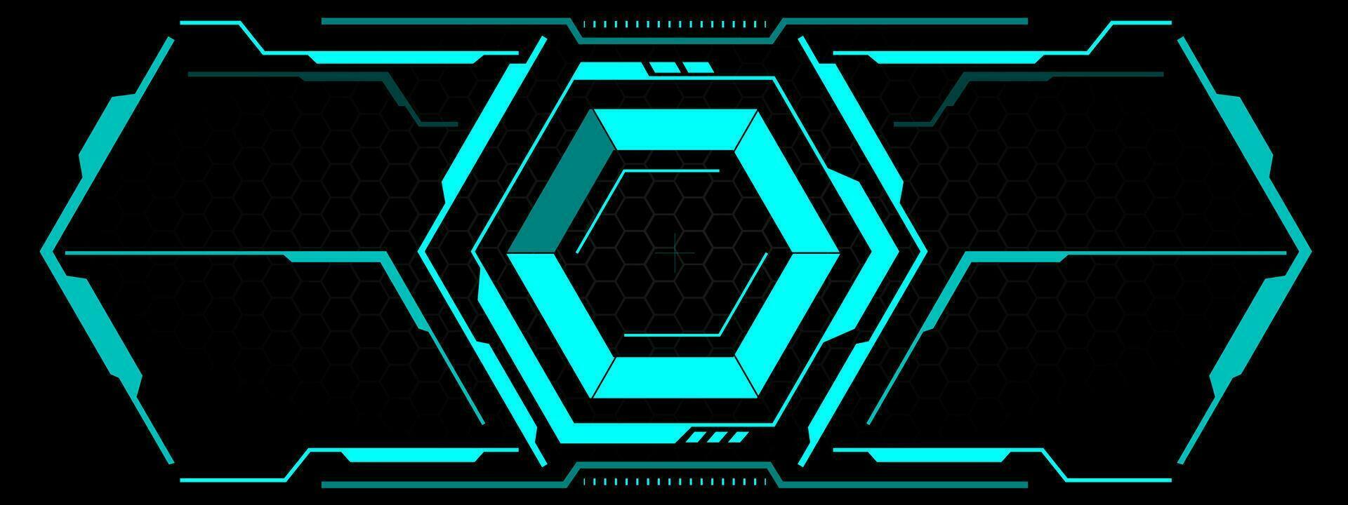 hud science-fiction hexagone interface écran vue bleu hexagone géométrique conception virtuel réalité futuriste La technologie Créatif afficher sur noir vecteur