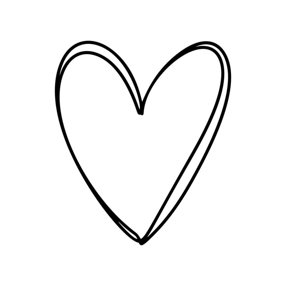 l'amour cœur vecteur ligne illustration. noir contour. élément pour Valentin journée bannière, affiche, salutation carte