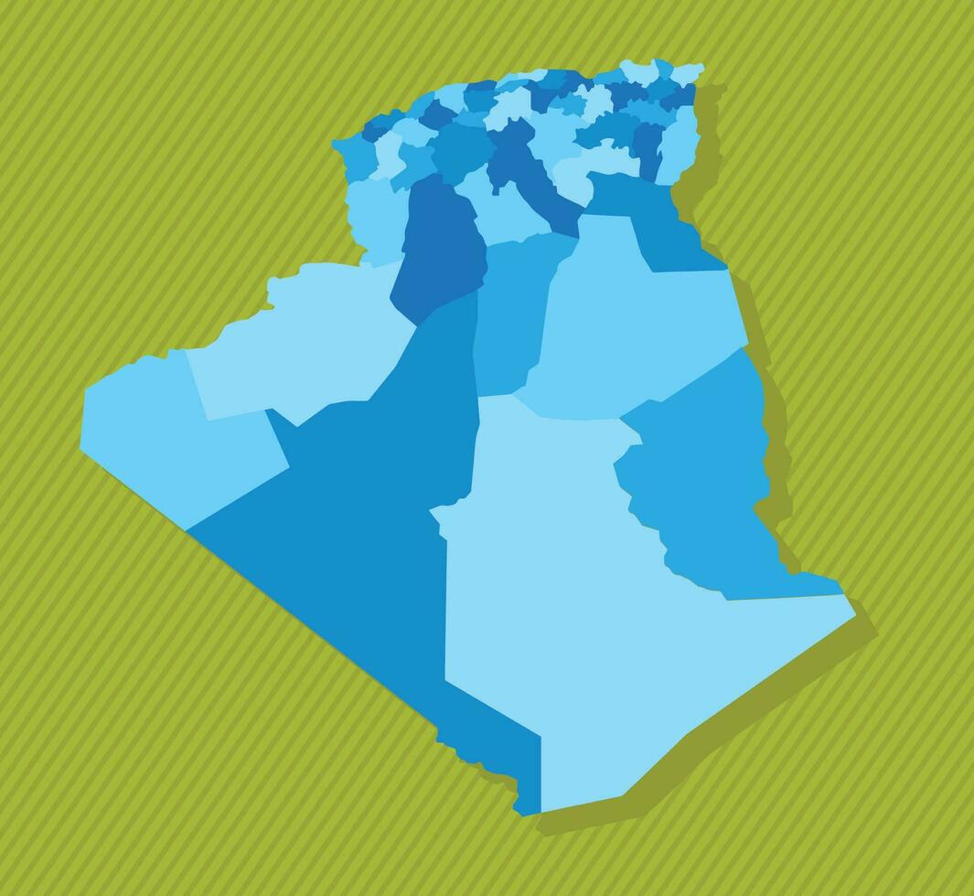 Algérie carte avec Régions bleu politique carte vert Contexte vecteur illustration
