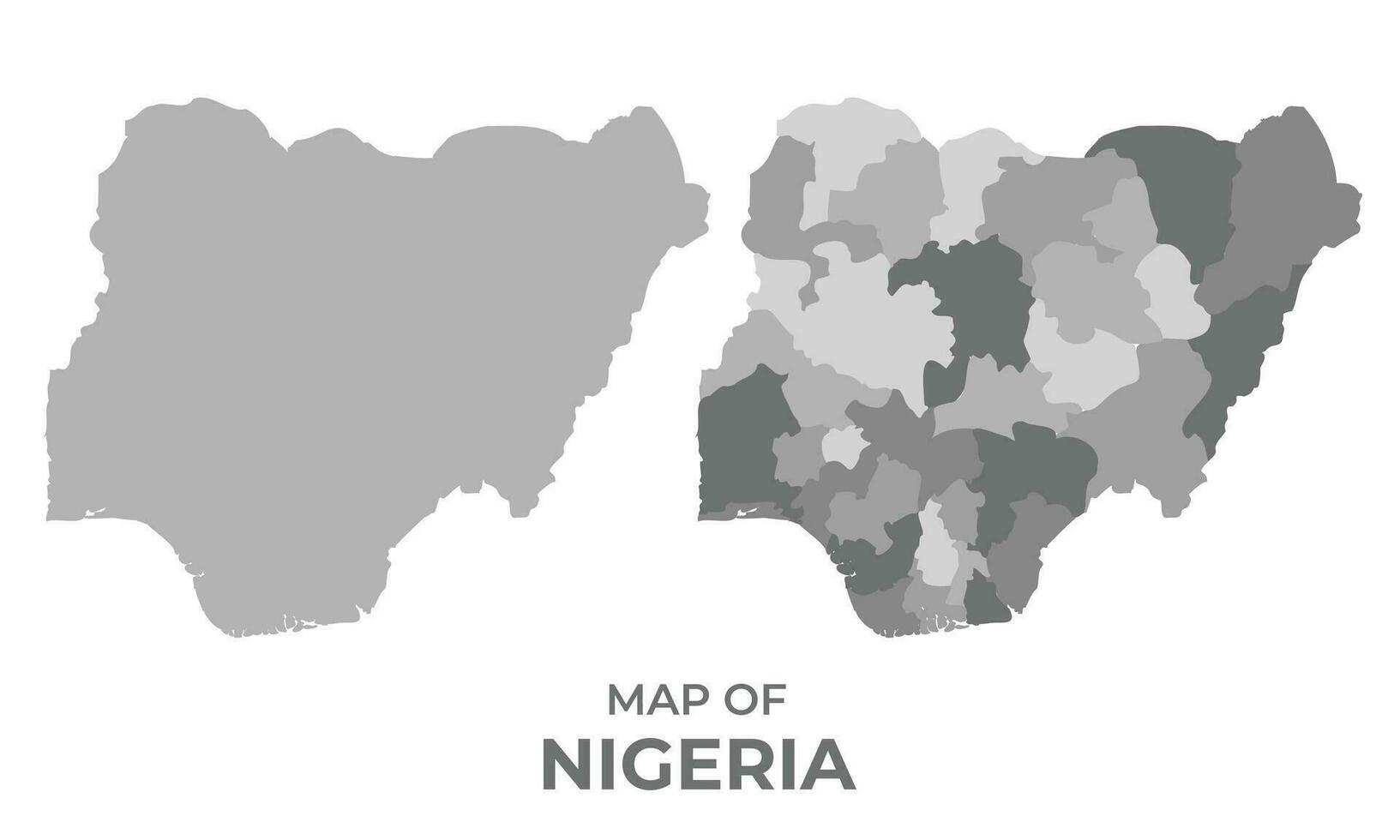 niveaux de gris vecteur carte de Nigeria avec Régions et Facile plat illustration