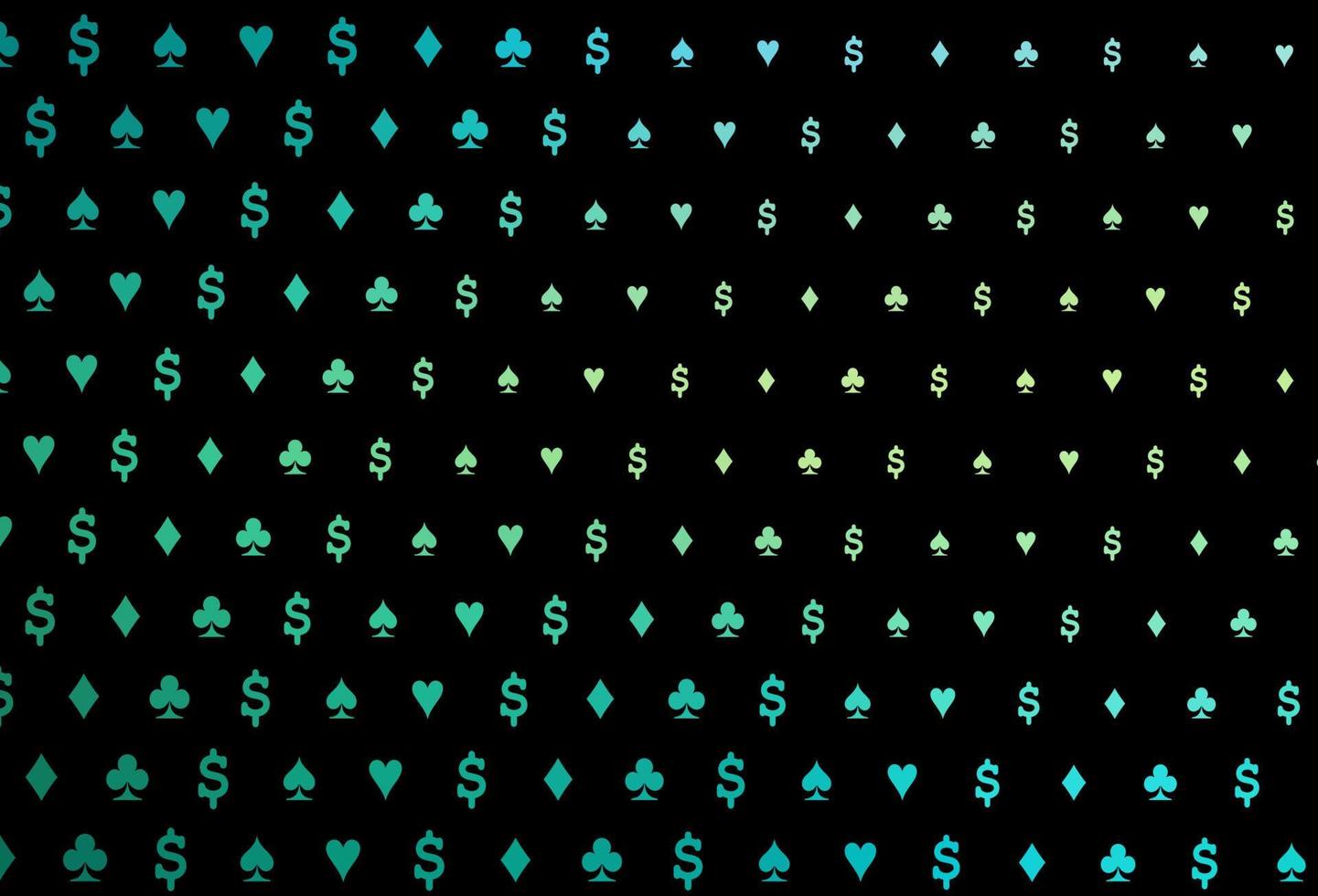 fond de vecteur vert foncé, jaune avec des signes de cartes.