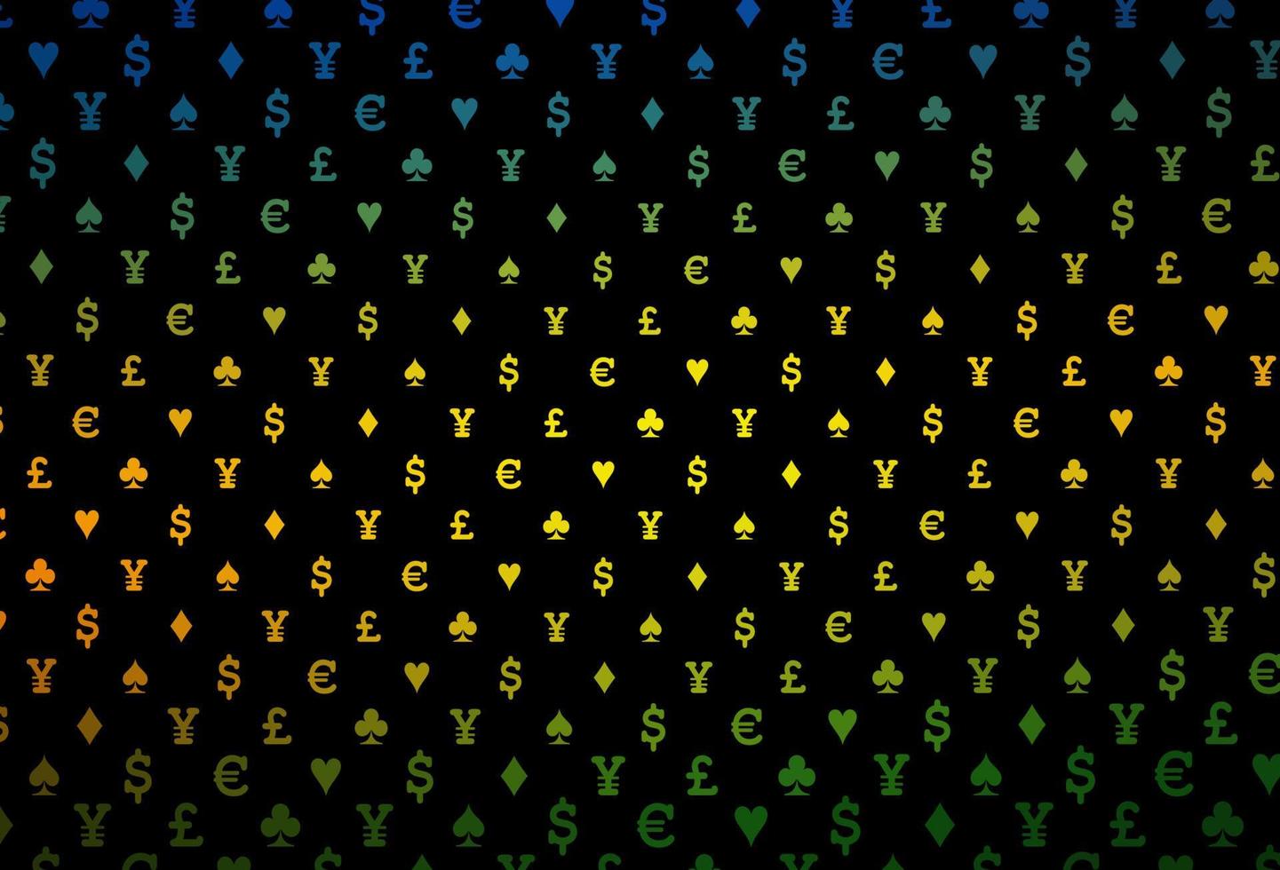 motif vectoriel vert foncé et jaune avec symbole de cartes.